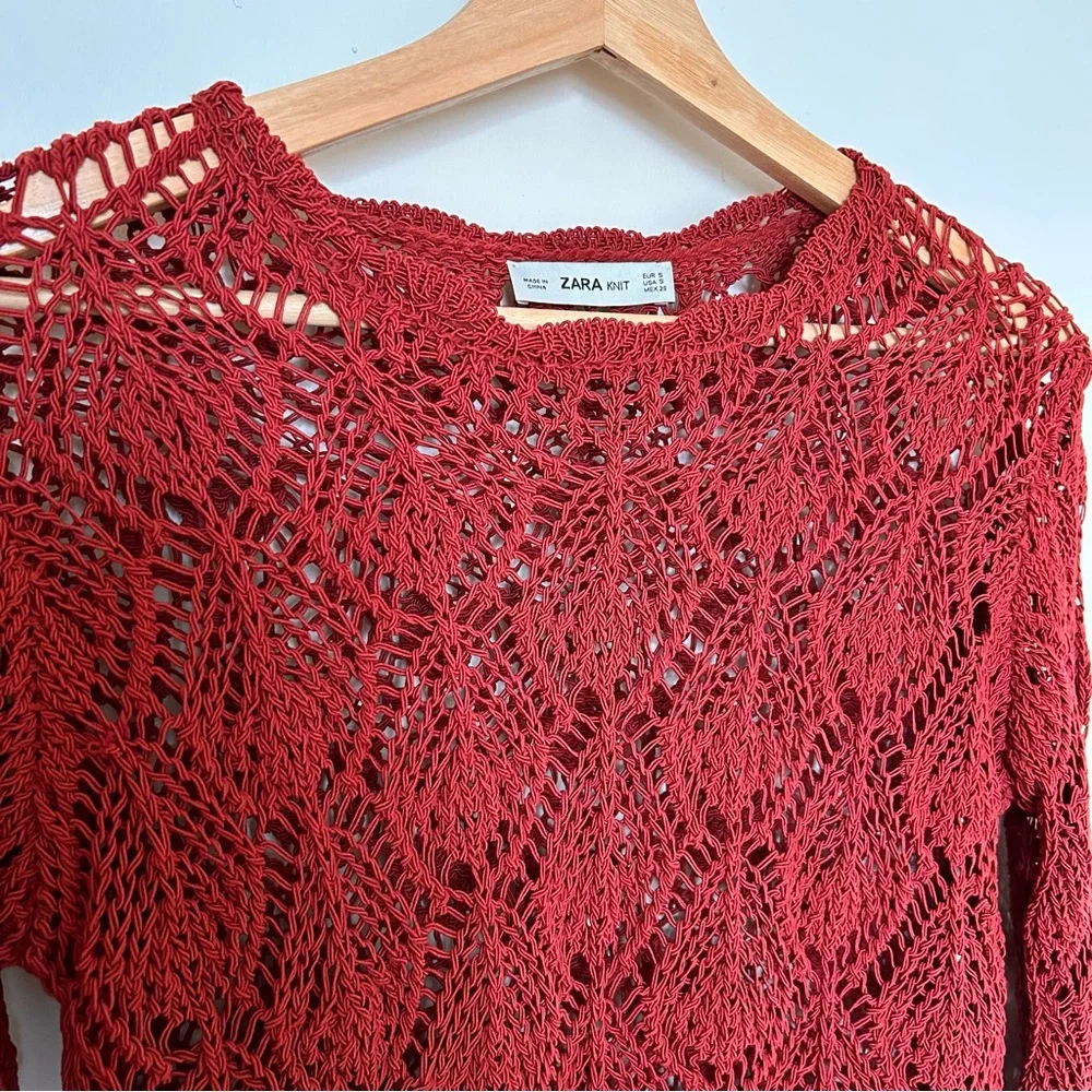Zara Open Knit Long Sleeve Sweater